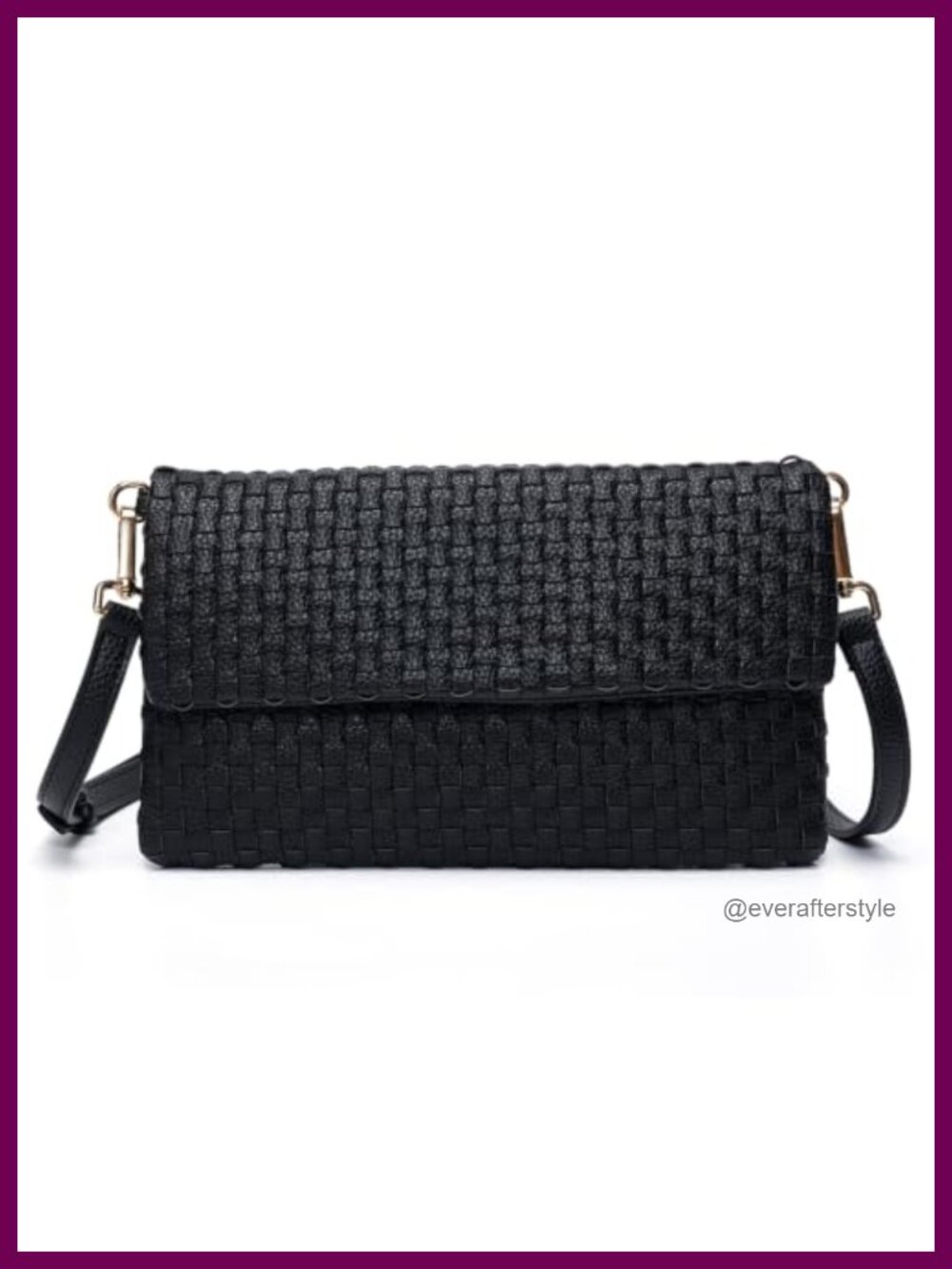 Vegan Leather Woven Checkered Crossbody Bag Slim Envelope Purse